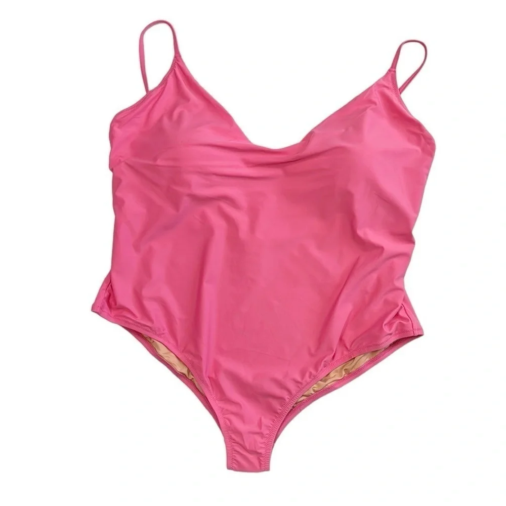 J. Crew Scoopneck One Piece Swimsuit Women's Plus 24 Pink New  BF162‎